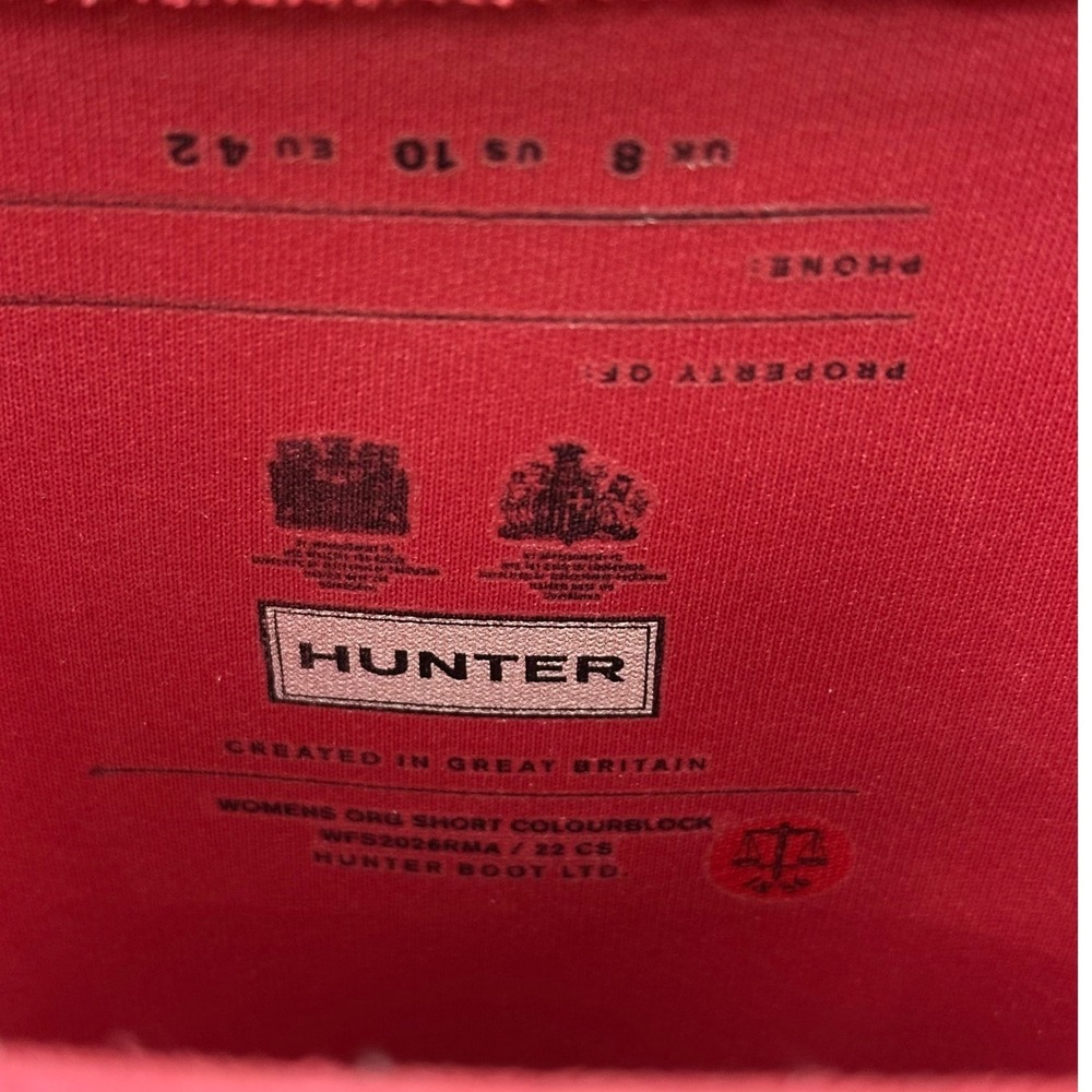 Hunter Women 10 Original Short Rain Boots Red Pink Color Block WFS2026RMA Buckle - Picture 6 of 8